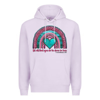 Lilac valentine's day rainbow let all that you do be done in love 1 corinthi Premium Hoodie - AdoDesignShop