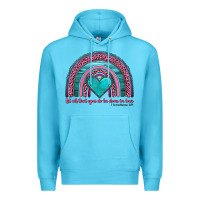 Ocean Blue valentine's day rainbow let all that you do be done in love 1 corinthi Premium Hoodie - AdoDesignShop