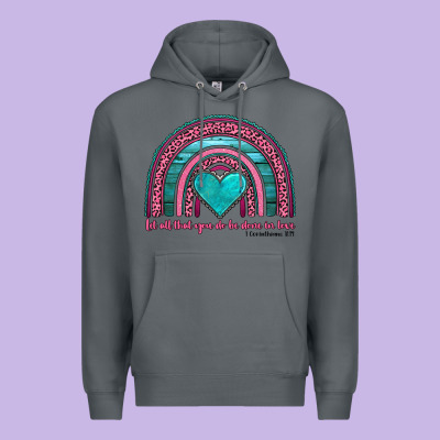 Valentine's Day Rainbow Let All That You Do Be Done In Love 1 Corinthi Premium Hoodie Designed By Adodesignshop