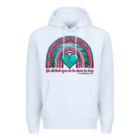 White valentine's day rainbow let all that you do be done in love 1 corinthi Premium Hoodie - AdoDesignShop