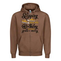 Chestnut stepping into my birthday with god s grace and mer Zipper Hoodie - MaliasSmallBusiness