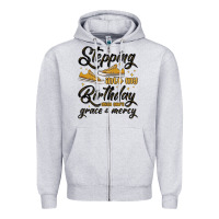 Heather Grey stepping into my birthday with god s grace and mer Zipper Hoodie - MaliasSmallBusiness