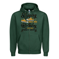 Sports Green stepping into my birthday with god s grace and mer Zipper Hoodie - MaliasSmallBusiness