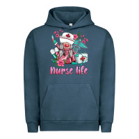 Pigment Midnight Navy nurse gnomies nurse  life spring Urban Hoodie - BarkalooDesign