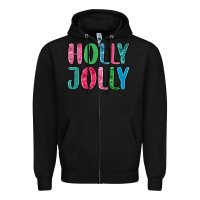 Black holly jolly Zipper Hoodie - MaliasSmallBusiness