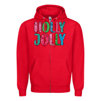 Red holly jolly Zipper Hoodie - MaliasSmallBusiness