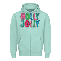 Seafoam holly jolly Zipper Hoodie - MaliasSmallBusiness