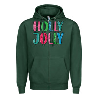 Sports Green holly jolly Zipper Hoodie - MaliasSmallBusiness