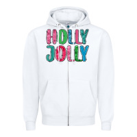 White holly jolly Zipper Hoodie - MaliasSmallBusiness