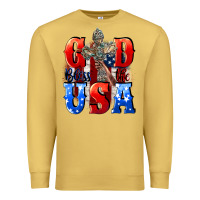 Antique Gold God bless the USA  4th of july Premium Sweatshirt - CowGirlArtShop