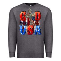 Charcoal Heather God bless the USA  4th of july Premium Sweatshirt - CowGirlArtShop