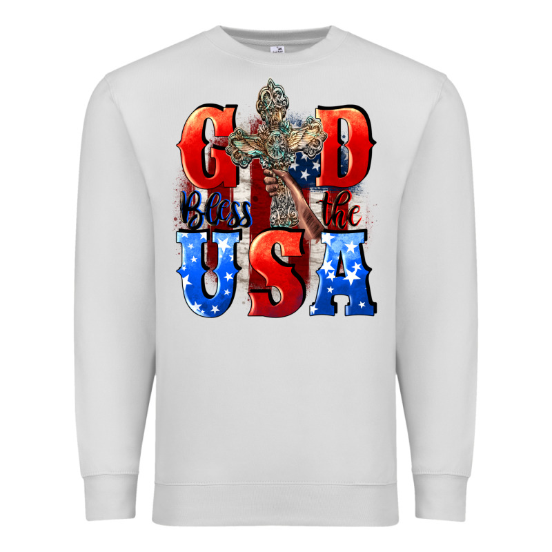 God Bless The Usa  4th Of July Premium Sweatshirt by CowGirlArtShop | Teevron