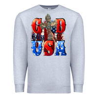 Heather Grey God bless the USA  4th of july Premium Sweatshirt - CowGirlArtShop