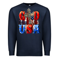 Navy God bless the USA  4th of july Premium Sweatshirt - CowGirlArtShop
