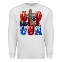 Oatmeal Heather God bless the USA  4th of july Premium Sweatshirt - CowGirlArtShop