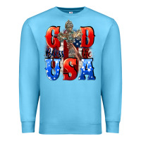 Ocean Blue God bless the USA  4th of july Premium Sweatshirt - CowGirlArtShop