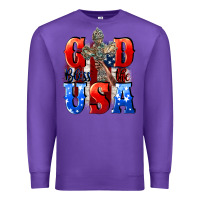 Purple God bless the USA  4th of july Premium Sweatshirt - CowGirlArtShop