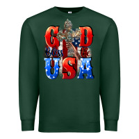 Sports Green God bless the USA  4th of july Premium Sweatshirt - CowGirlArtShop