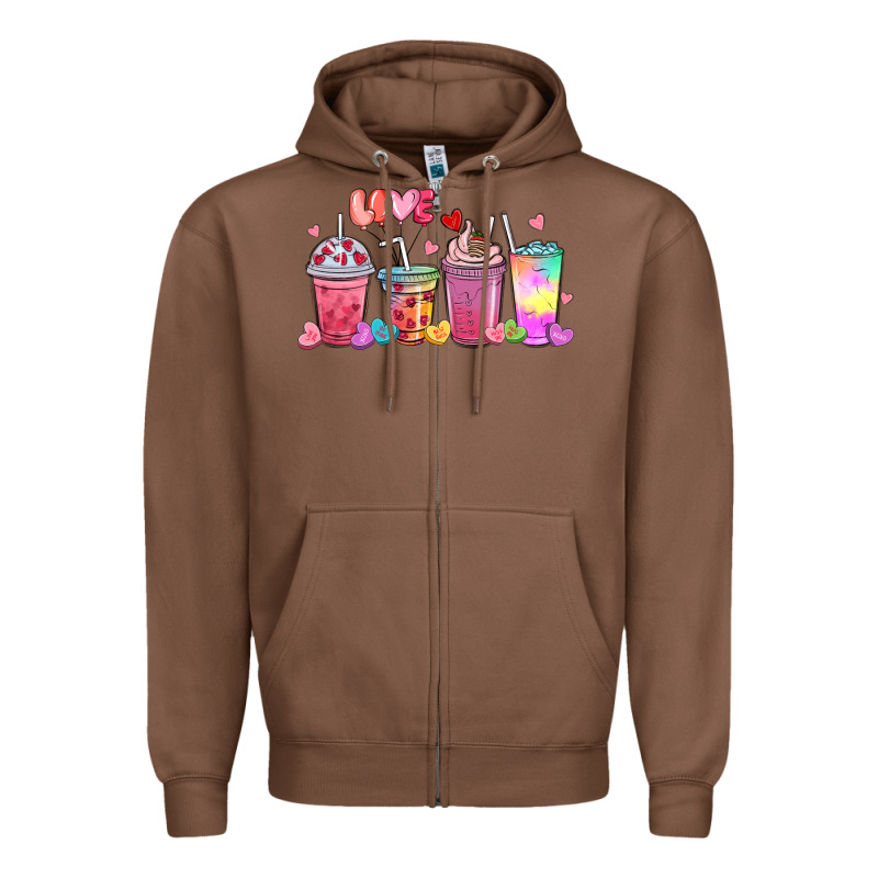 Love Coffee Cups Zipper Hoodie by MaliasSmallBusiness | Teevron