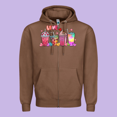 Zipper Hoodie love coffee cups