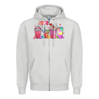 Dove Grey love coffee cups Zipper Hoodie - MaliasSmallBusiness
