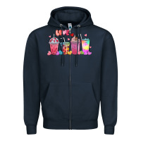 Navy love coffee cups Zipper Hoodie - MaliasSmallBusiness