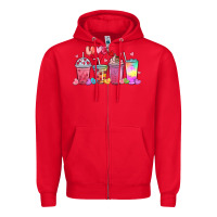 Red love coffee cups Zipper Hoodie - MaliasSmallBusiness