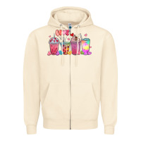 Sandshell love coffee cups Zipper Hoodie - MaliasSmallBusiness
