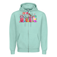 Seafoam love coffee cups Zipper Hoodie - MaliasSmallBusiness