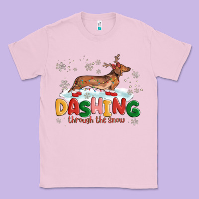 Classic Tee dachshund through the snow