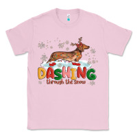 Bubblegum Pink dachshund through the snow Classic Tee - MaliasSmallBusiness
