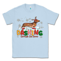 Dusty Blue dachshund through the snow Classic Tee - MaliasSmallBusiness