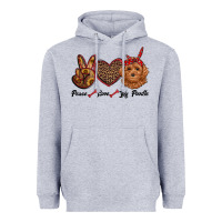 Heather Grey peace love toy poodle Heavyweight Hoodie - RanaPortraitStore