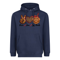 Navy peace love toy poodle Heavyweight Hoodie - RanaPortraitStore
