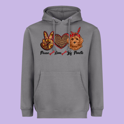 Peace Love Toy Poodle Heavyweight Hoodie Designed By Ranaportraitstore