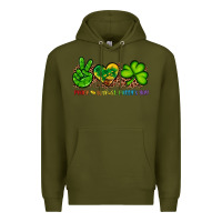Army Green peace love st patty's day Premium Hoodie - Artiststas