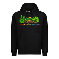 Black peace love st patty's day Premium Hoodie - Artiststas