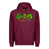 Burgundy peace love st patty's day Premium Hoodie - Artiststas