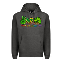 Charcoal Heather peace love st patty's day Premium Hoodie - Artiststas