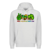 Dove Grey peace love st patty's day Premium Hoodie - Artiststas