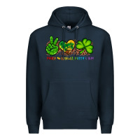 Navy peace love st patty's day Premium Hoodie - Artiststas