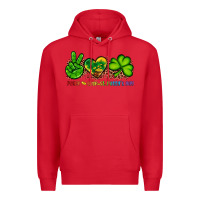 Red peace love st patty's day Premium Hoodie - Artiststas