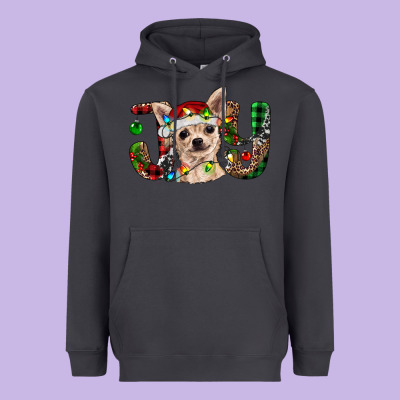 Christmas Chihuahua Joy Heavyweight Hoodie Designed By Ranaportraitstore