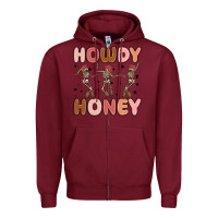 Burgundy howdy honey Zipper Hoodie - MaliasSmallBusiness