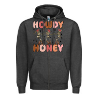 Charcoal Heather howdy honey Zipper Hoodie - MaliasSmallBusiness