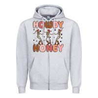 Heather Grey howdy honey Zipper Hoodie - MaliasSmallBusiness