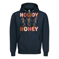 Navy howdy honey Zipper Hoodie - MaliasSmallBusiness