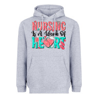 Heather Grey nursing is a work of heart Heavyweight Hoodie - texasbilliewilder