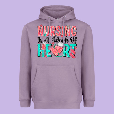 Nursing Is A Work Of Heart Heavyweight Hoodie Designed By Texasbilliewilder