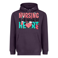 Plum nursing is a work of heart Heavyweight Hoodie - texasbilliewilder